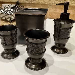 Bath Accessories- Beautiful Mosaic & Bronze Cups, Soap Dispenser,Tissue Holder